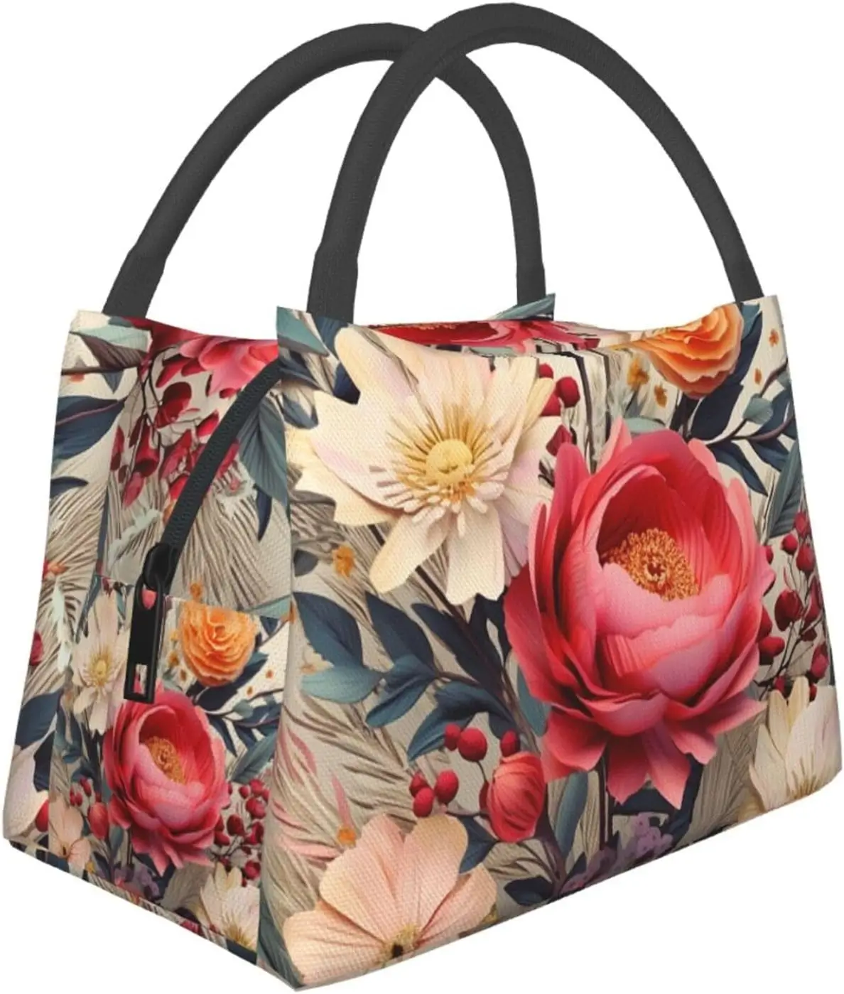 

modern floral Lunch Bag for Women Men Insulated Lunch Box Reusable Lunch Tote Bags Leakproof Lunchbox Large