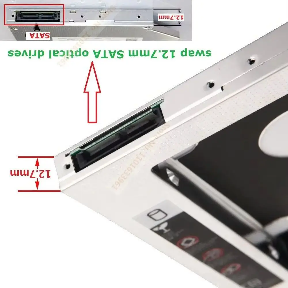 Caddy/Adaptador para 2º Disco Rígido HDD de 2.5 polegadas para Asus K42 K43 K50 K51 K52 K53 K54 K55 K55A K60 K61 K62 K70 K72 K73 K52JU