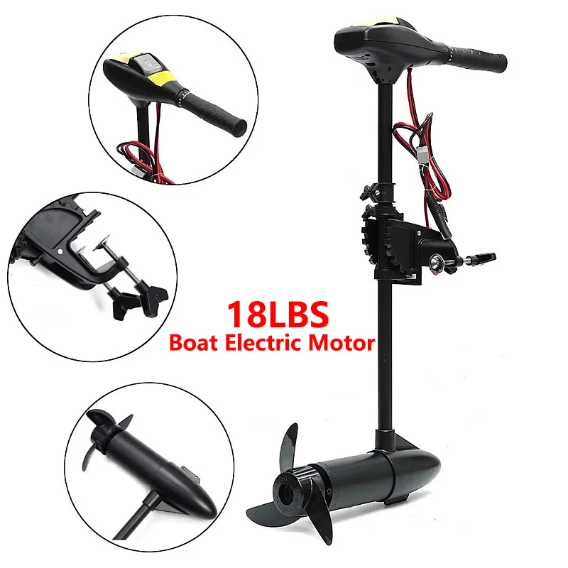 88 LBS Portable Large Size Inflatable Boat Electric Motor Electric Model, Black, Without Battery & Fixed Bracket