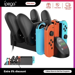 Ipega PG-9187 Joy Con Charging Dock for Nintendo Switch OLED 4 Joycons 2 Controllers Charger Stand Plug-in Host NS Accessories