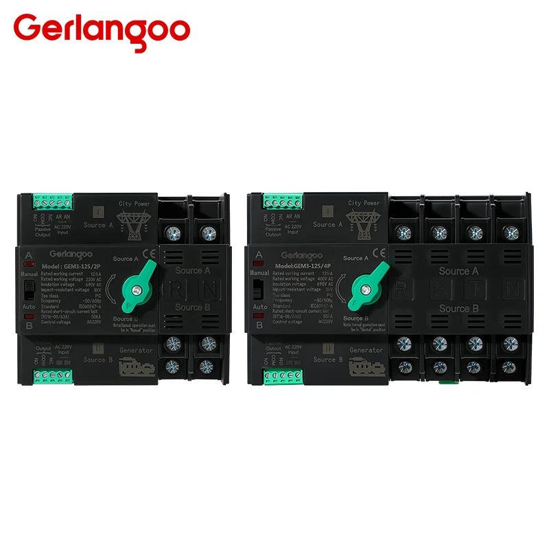 

Автоматический переключатель ввода резерва (ATS) на DIN-рейку 2P 3P 4P, двухполюсный, для бесперебойного питания генератора, 63А 100А 125А