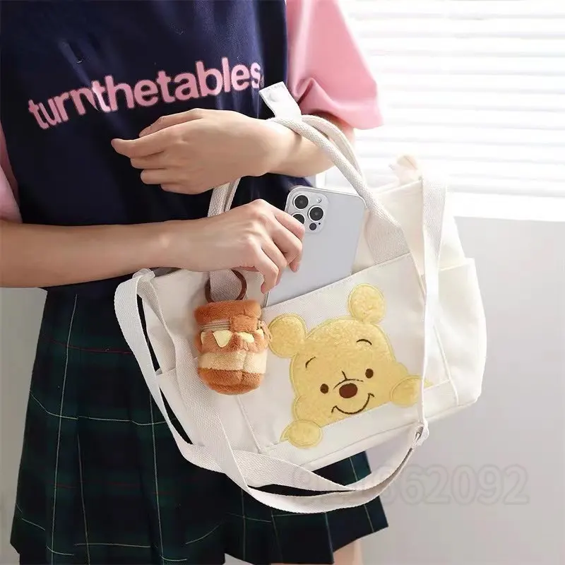 Disney Pooh Bear New Women\'s Handbag Luxury Brand Women\'s Shoulder Bag High Capacity Cartoon 2-Piece Canvas Bag High Quality