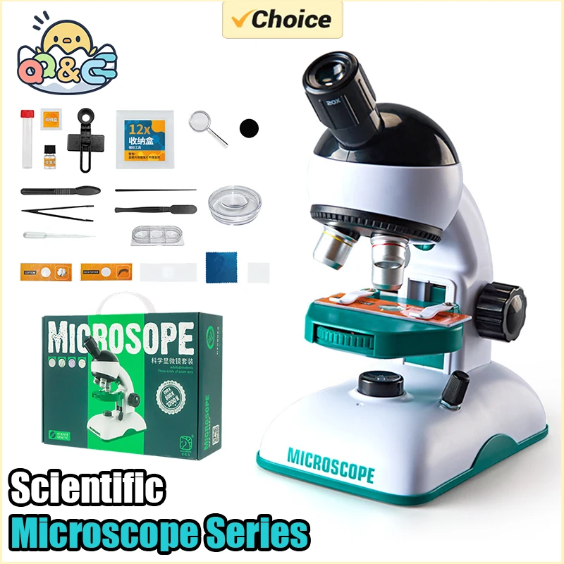 1200X Kid Science Experiment HD Optical Microscope Toy Kit Educational Scientific Experimental with Light Children STEM Toy Gift