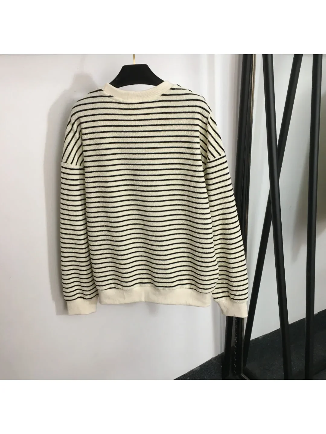 Autumn New Fashion Casual Sports Set Plush Embroidery Decorative Stripe Long Sleeve Pullover+Elastic High Waist Wide Leg Pa