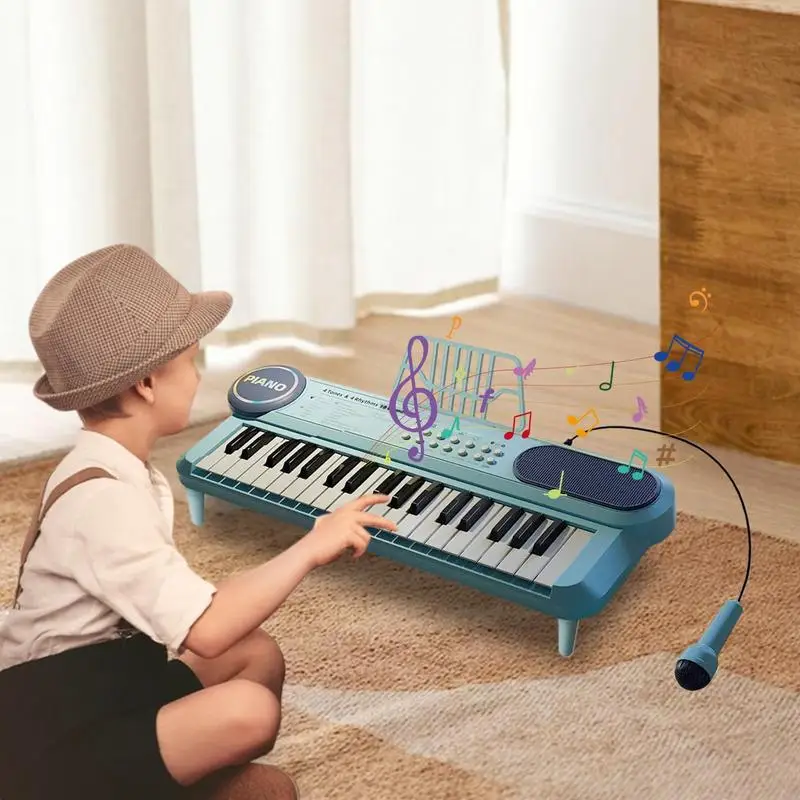 Criança teclado piano 37 teclas teclado de música brinquedo interativo aprendizagem teclado de piano crianças brinquedo com microfone para earl