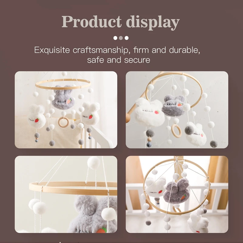 Baby Rattle Toys 0-12 Months Felt Wooden Mobile Newborn Music Box Crochet Bed Bell Plush Hanging Toys Holder Arm Bracket ﻿Gifts