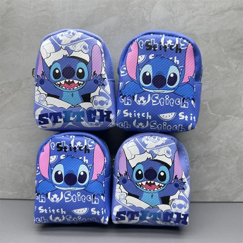 Aleatório 1 pçs disney stitch mini moeda bolsa bonito figura fone de ouvido batom saco de armazenamento feminino mochila decoração dos desenhos animados chaveiro