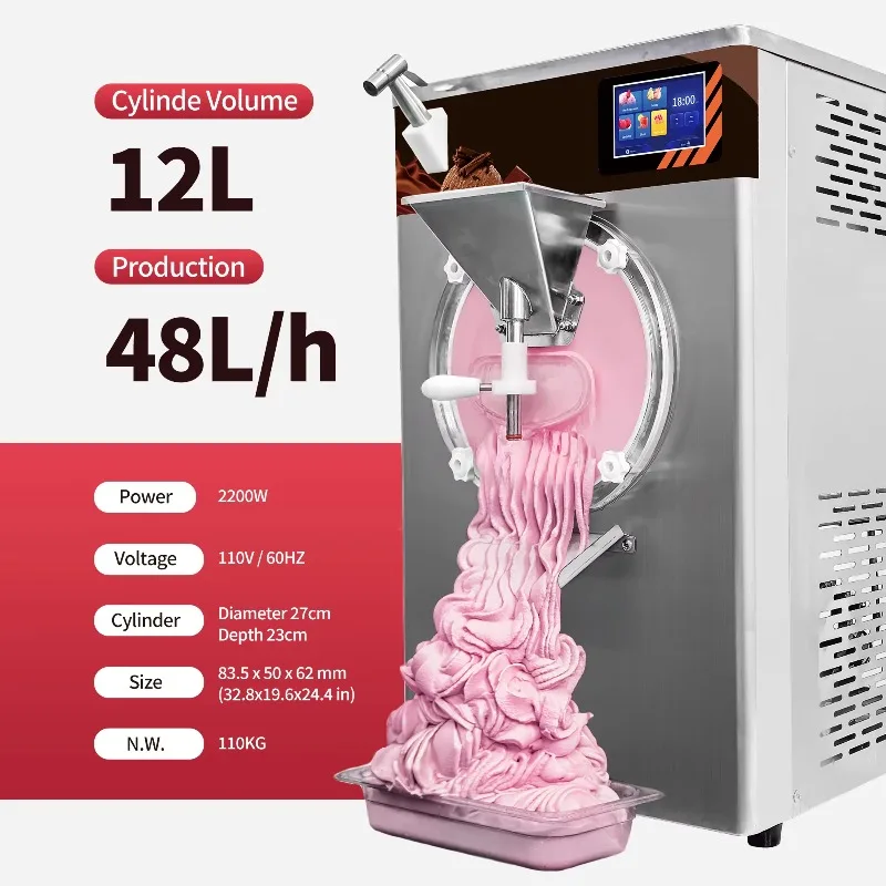 Gelato Shop Equipment Commercial Dessert Maker Food Grade Steel Digital Temperature Control Hard Ice Cream Machine