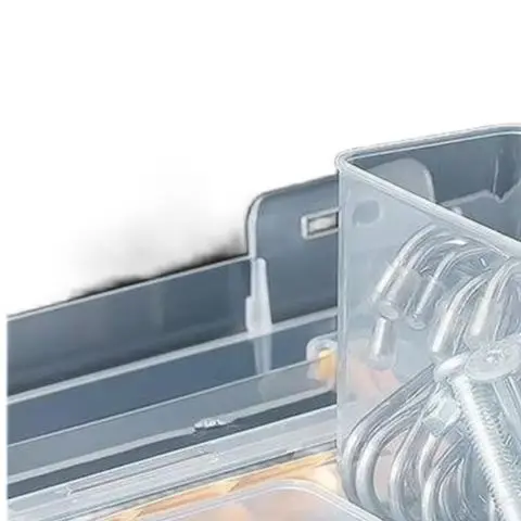 Compact For tool Storage Box Featuring 6 Removable Compartments Clear Visibility Flip Top Lid and Stackable Vertical Design