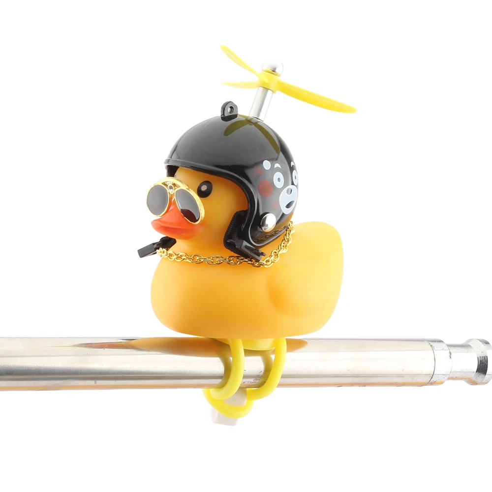 Motorcycle Accessories Cute Duck with Propeller Helmet Broken Wind Rubber Duck Toy Car Bicycle Small Yellow Duck Decor Ornaments