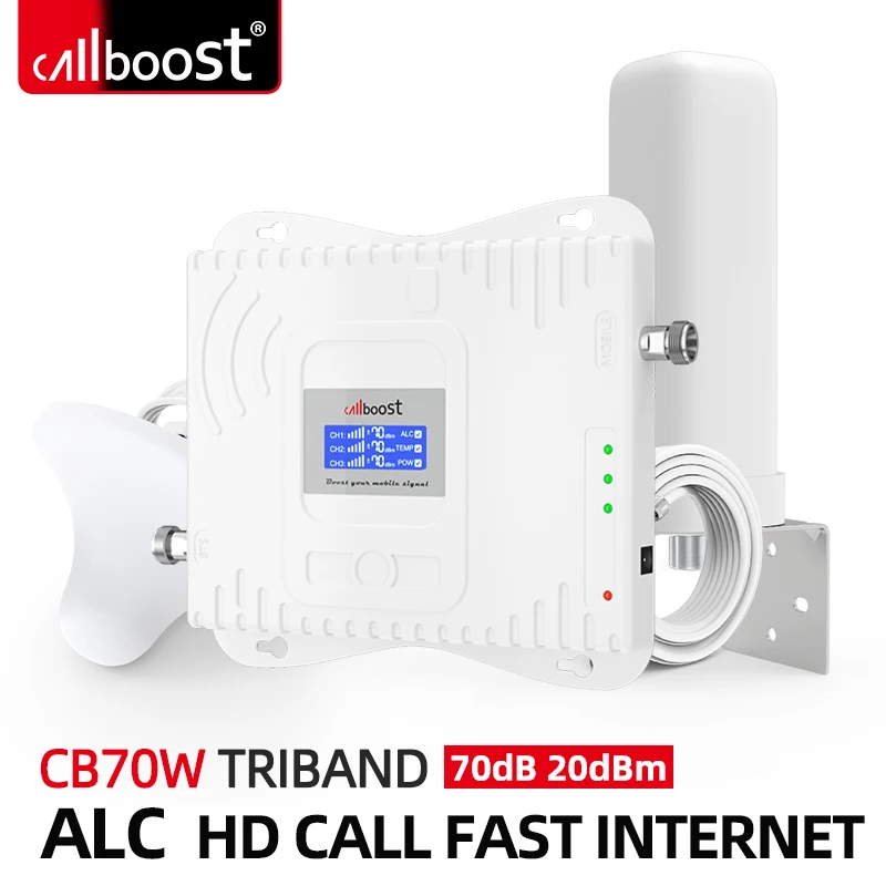 Callboost Cell Phone Amplifier Triband Booster 900 1800 2100 Mobile Network Booster 4G 800 Repeater ALC Antenna Kit 850 Amplifie