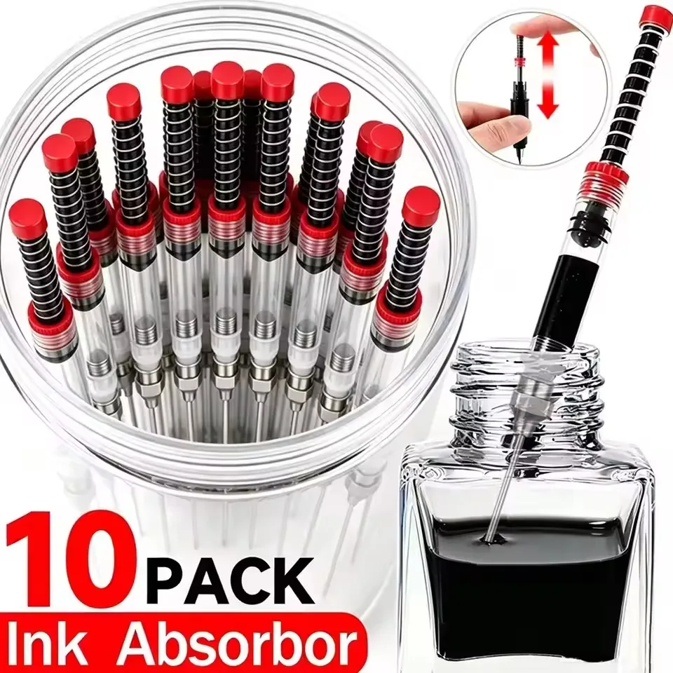 1-10pcs Fountain Pen Filler Ink Pen Syringe Absorbor Device Tool Suction Pipette Ink Cartridge Supplies Converter Office School
