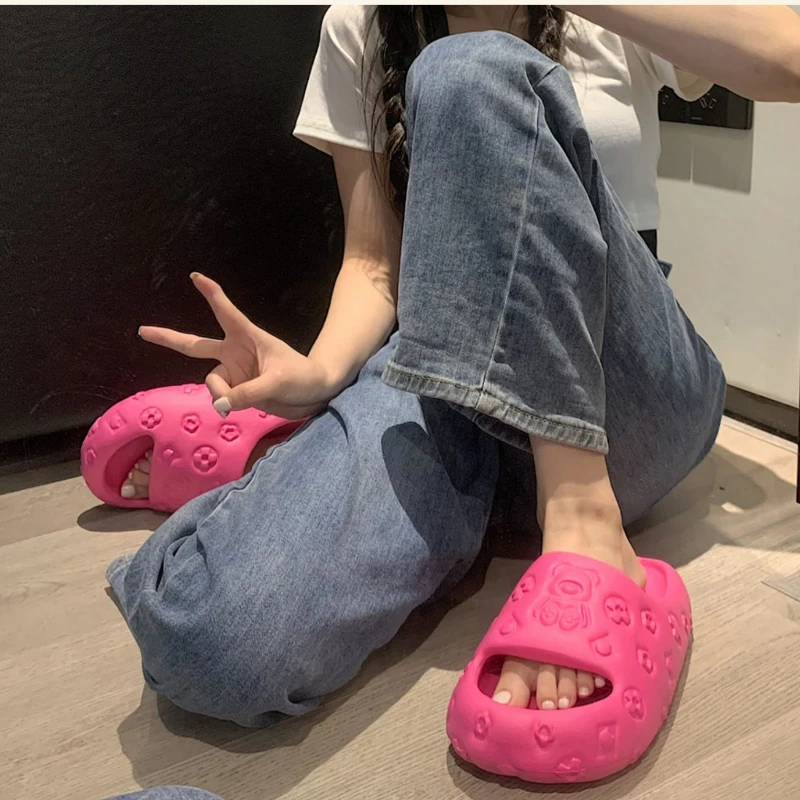 Youpin-Sandalias de goma EVA con dibujos animados para mujer, zapatillas de suela gruesa anticolisión, de verano