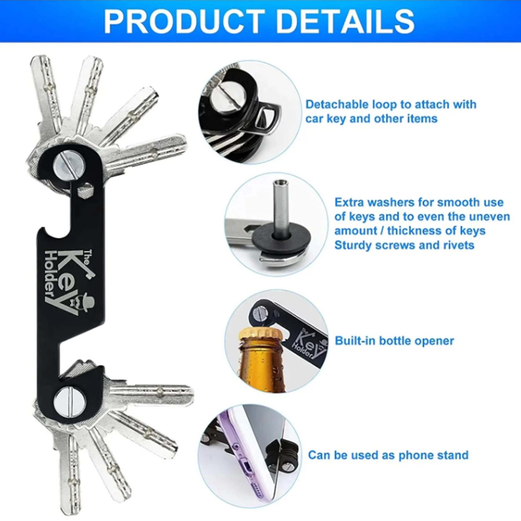 ey Holder for Keychain - Compact Key Organizer for Key Chain, Minimalist Clutter-Free EDC Keychains Key Ring