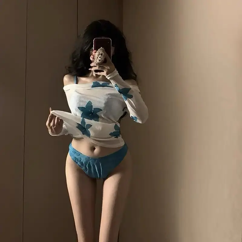 

New Arrival Separates Push-up Underwire Niche Style Bikini Separate Long Sleeves Slimming Vacation Swimsuit