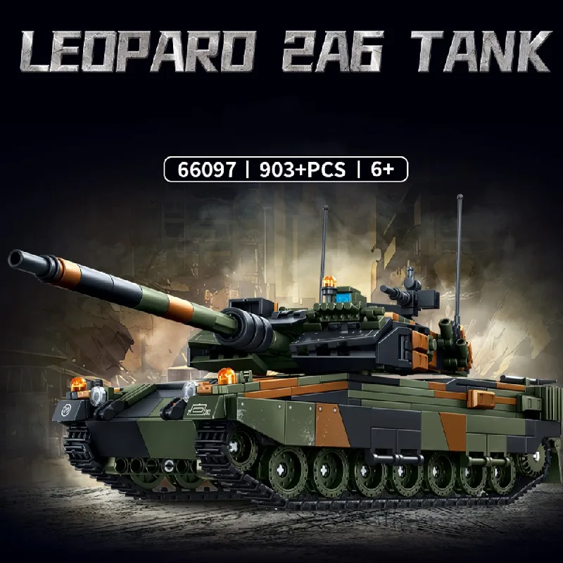 

Technical WW2 Military Leopard 1 World Tanks Building Blocks Bricks MOC 77038 Assembling Tank Model Kit Toys Adults Gift 903pcs