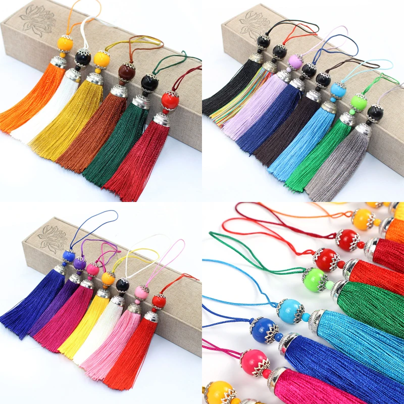 2/5/10Pcs 8CM Polyester Silk Beads Tassel Fringe Brush Tassels Trim Crafts DIY Necklaces Jewelry Finding Key Chains Accessories