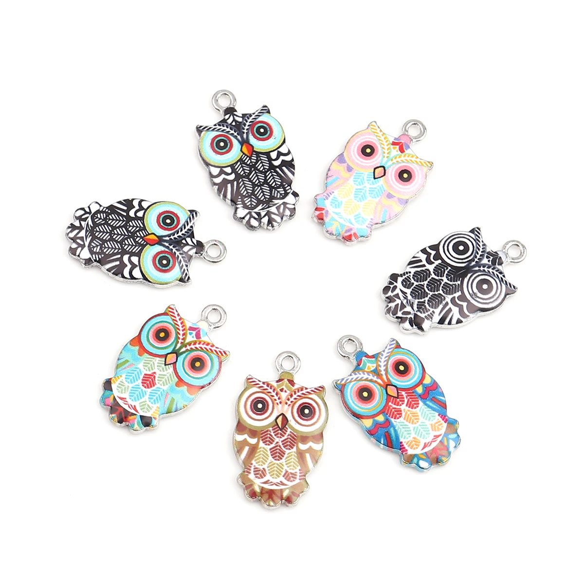 10PCs Cute Halloween Owl Charms For Jewelry Making Colorful Enamel Zinc Based Alloy Animal Pendant Necklace Earrings DIY Finding