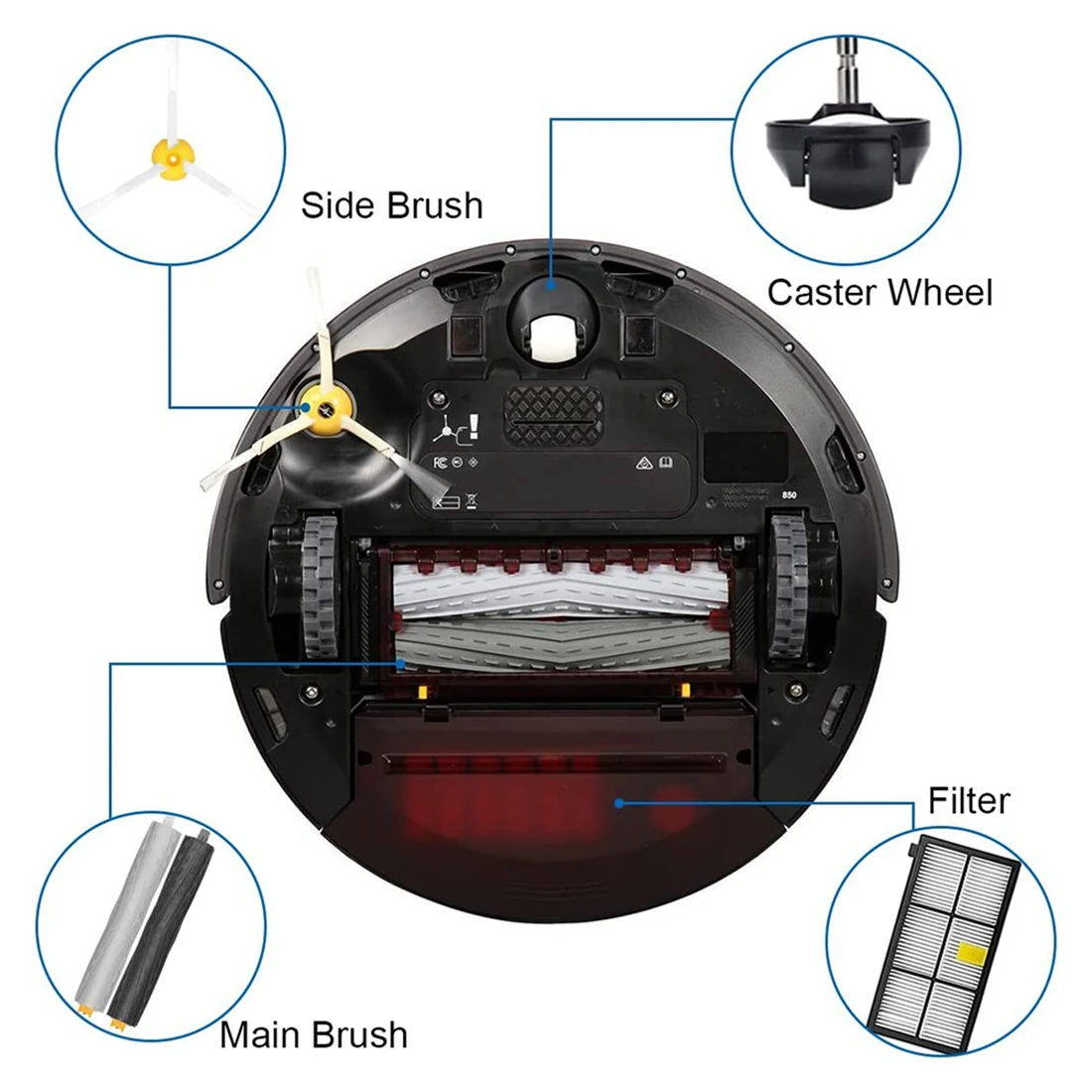 Replacement Parts Kit for iRobot Roomba 800 900 Series 850 860 861 866 870 880 890 Robotic Vacuum Cleaner Accessory