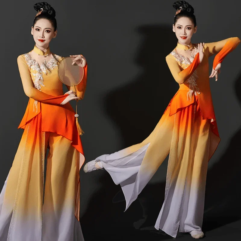 Classical Hanfu Dancer Elegant Chinese Style Square Dance Art Examination Jiaozhou Yangge Dance Adult Drama Performance Costume