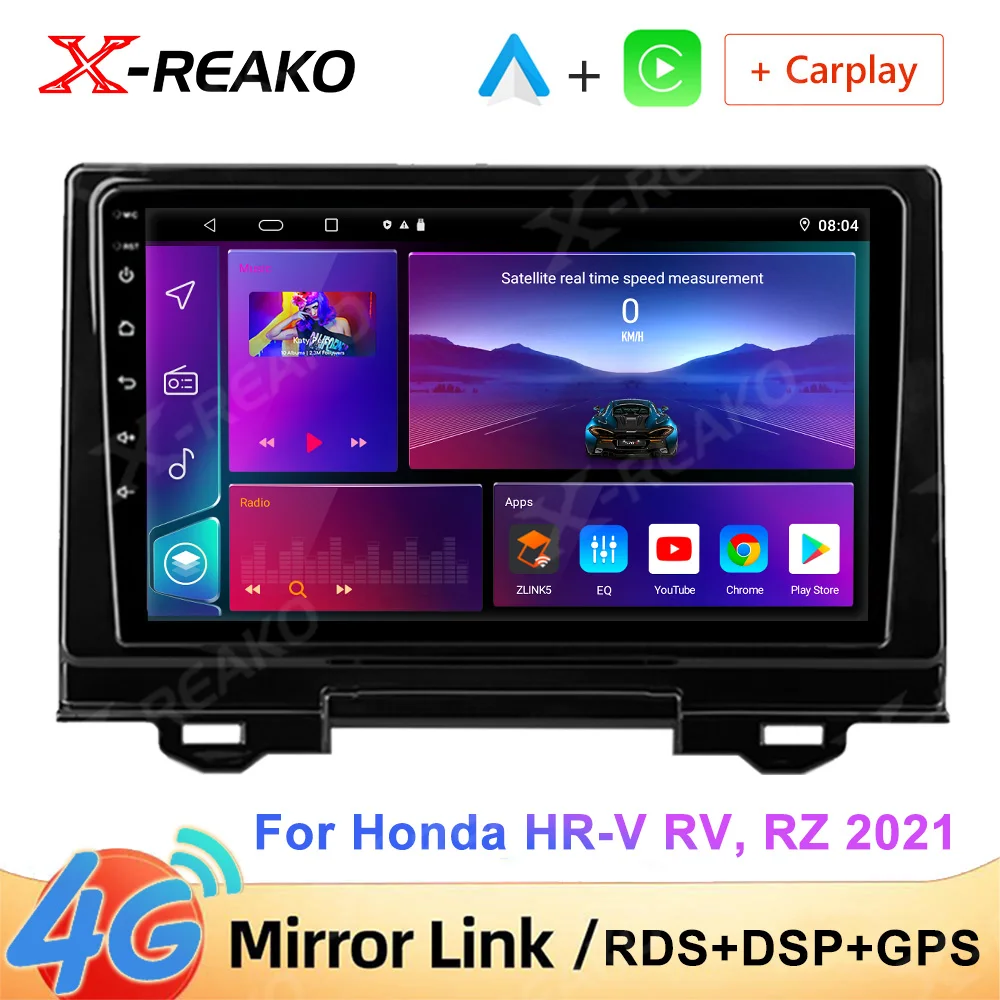 

X-REAKO Android 12 Беспроводной Carplay и авто для Honda HR-V RV RZ 2021 автомобильный радиоприемник мультимедийный плеер Навигация стерео GPS WIFI