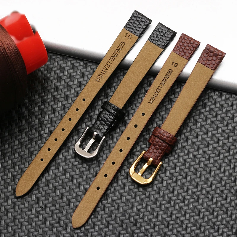 Genuine Leather Watchband Womens bracelet 6mm 8mm 10mm 12mm 14mm lizards leather watch strap small wristwatches belt Pin buckle