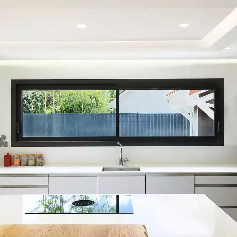 Ventanas deslizantes de perfil de aluminio con rotura térmica, marco de metal personalizado de fábrica, diseño moderno con ventana de seguridad con pantalla