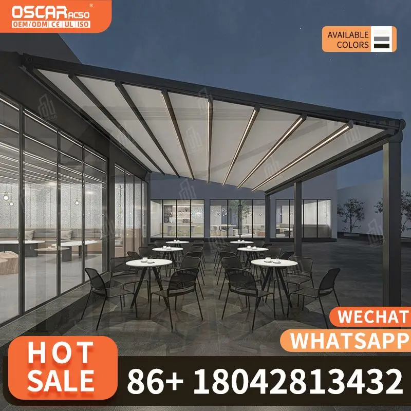 

Waterproof Automatic Retractable Outdoor Sunshade Folding Roof Cover Awning Canopy for Restaurant Retractable Canopy Pergola