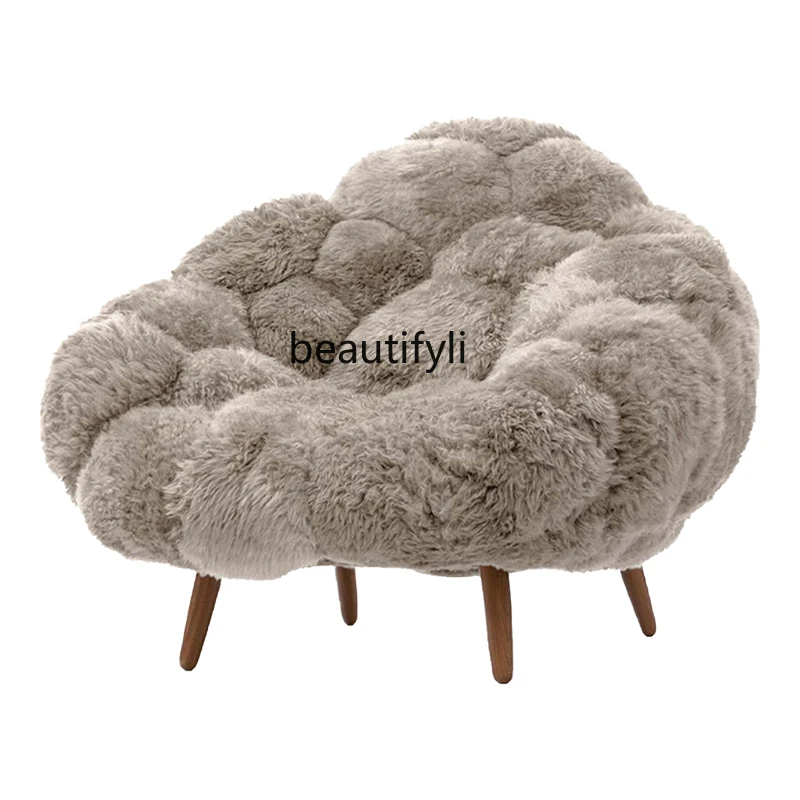 

Light Luxury Designer Single-Seat Sofa Chair Modern Minimalist Creative Curved Wood Foot Plush Sofa Chair