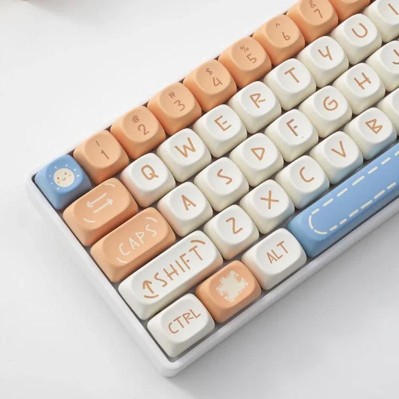 Pudding Bear Cute Keycaps Custom PBT Dye-sub Moa Keycaps for Mechanical Keyboard Suitable for Aula F99 F87 F75 VGN98 Pro RK75