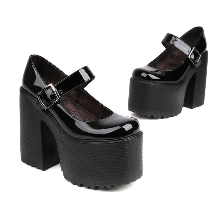 Oversize Large size Big size Square toes Thick Heel Super high heel womens shoes with design Height Increasing Fashion trend