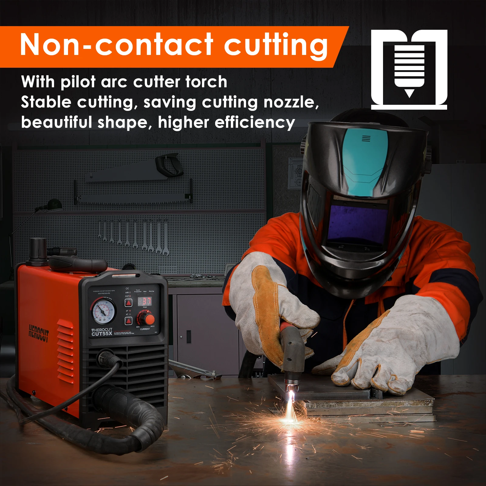 CNC Pilot Arc Plasma Cutter HeroCut CUT55X Non-HF Blow Back IGBT Digital Plasma Cutting Machine Can Work with CNC Table