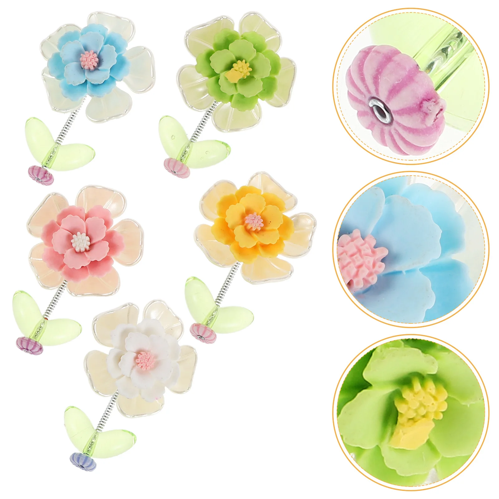 

5Pcs Car Dashboard Shaking Head Flower Bobblehead Rearview Mirror Decorations Cute Car Accessories for Women Interior Ornament