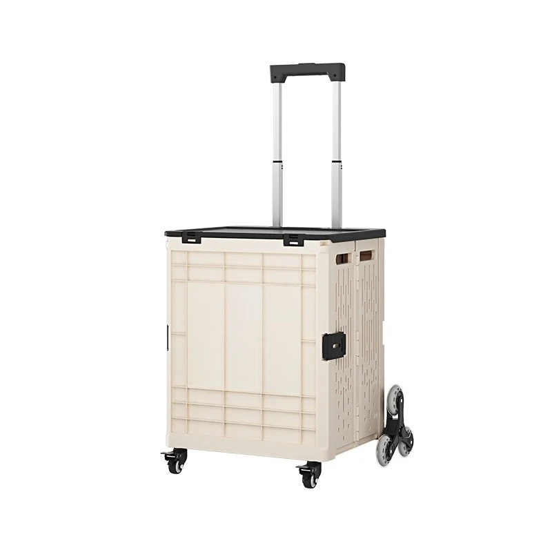 FOR Large Capacity Foldable Grocery Shopping Cart with Cover Dust Rod Shopping Cart Outdoor Camping Storage Box