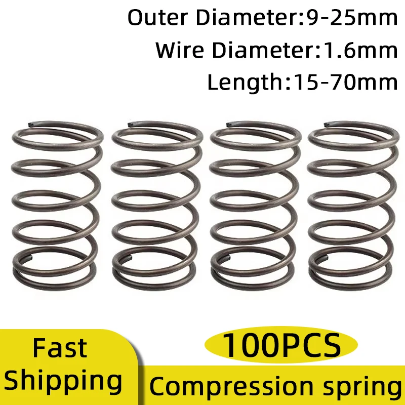 100PCS Wire Diameter 1.6mm Compression Spring Heavy Duty Pressure Springs for Industrial Machinery Daily Repair and Upkeep Use