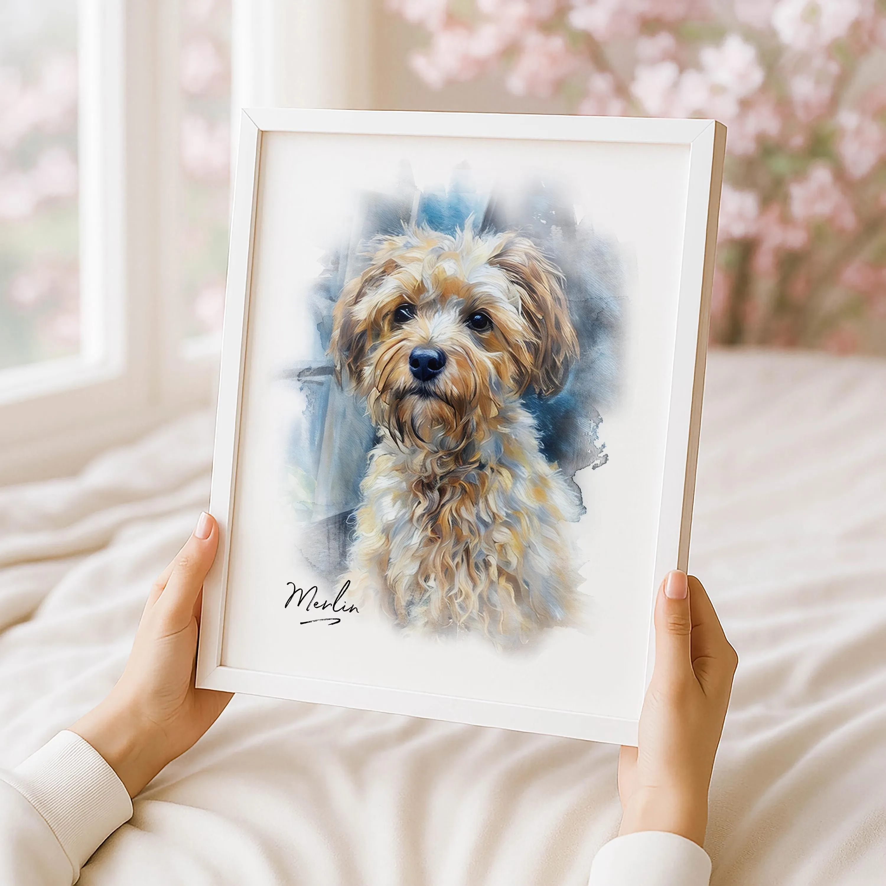 Personalized Pet Portraits Photo Name Custom Dog Cat Painting Gift Memorial Decorative Wall Art Custom Canvas Print Posters