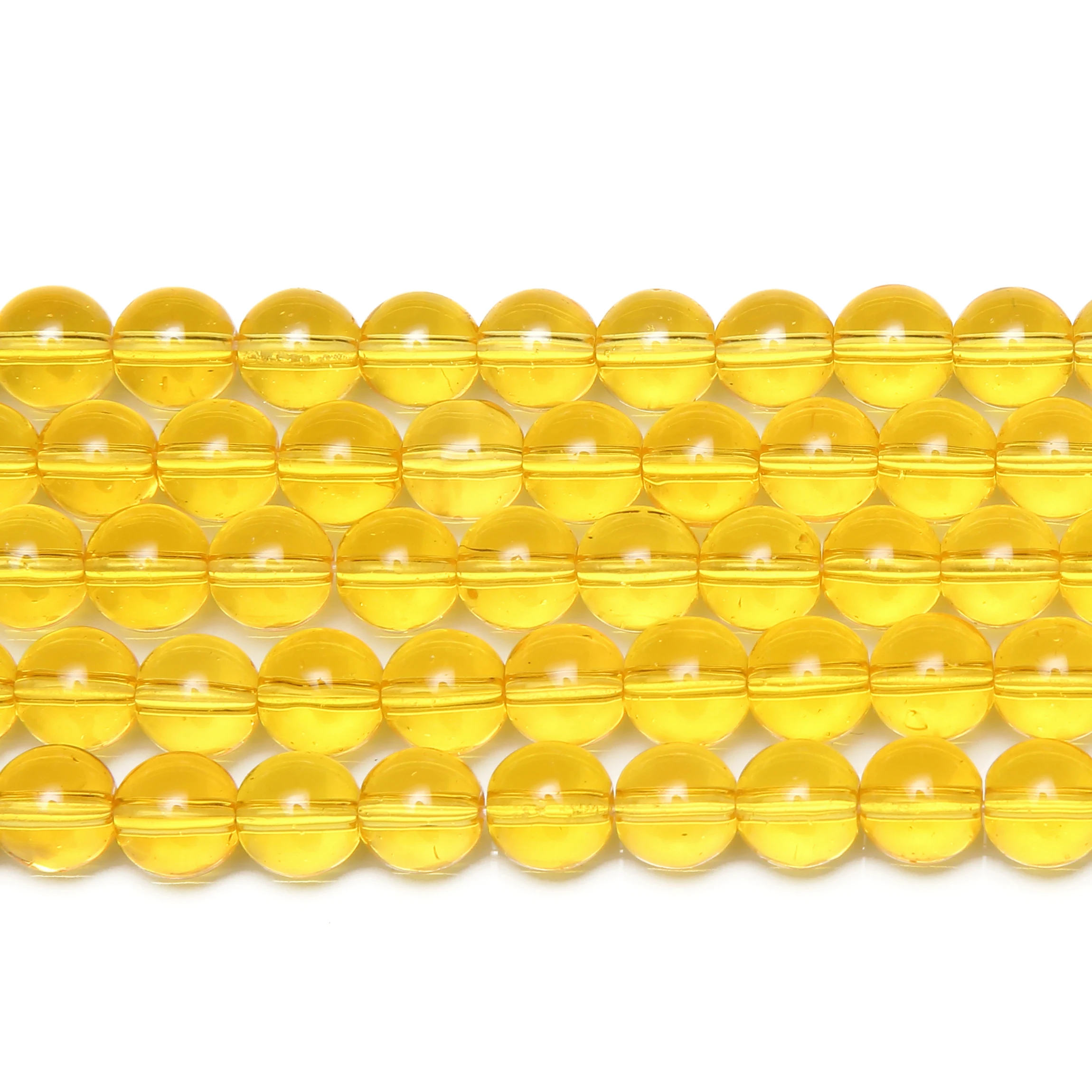 Smooth Yellow Glass Loose Beads 15\
