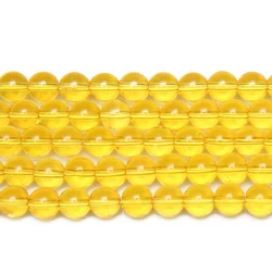 Smooth Yellow Glass Loose Beads 15