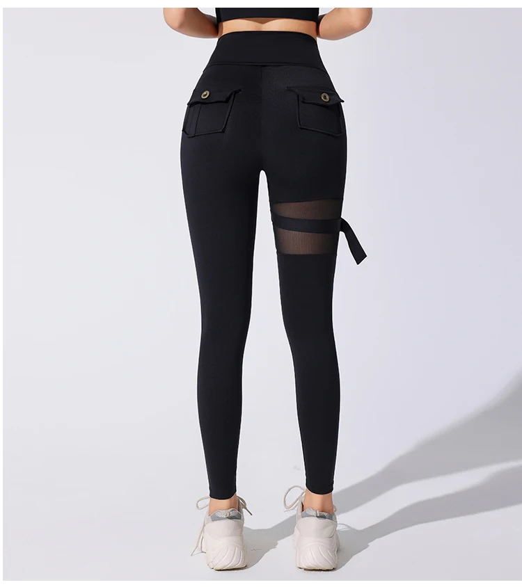 Butt Lift Mesh Pocket Cargo Pants Leggings Running Leggings With Mesh Cargo Leggings For Fitness Workout Jogging Pants