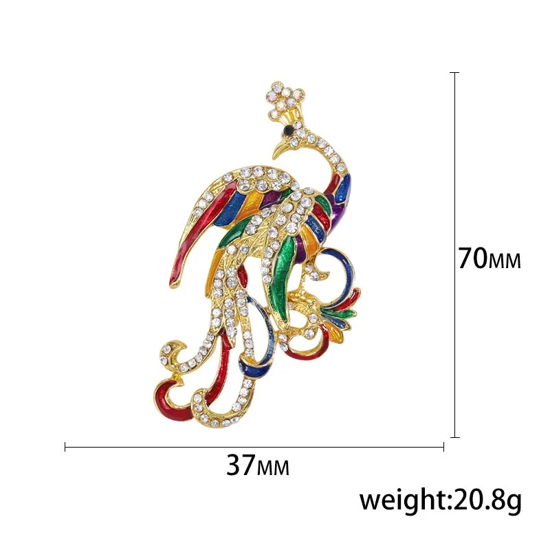 New Hummingbird Cute Enamel Pins Ethnic Multicolor CZ Pearl Phoenix Brooch For Women Fashion Metal Women's Jewelry Accessories