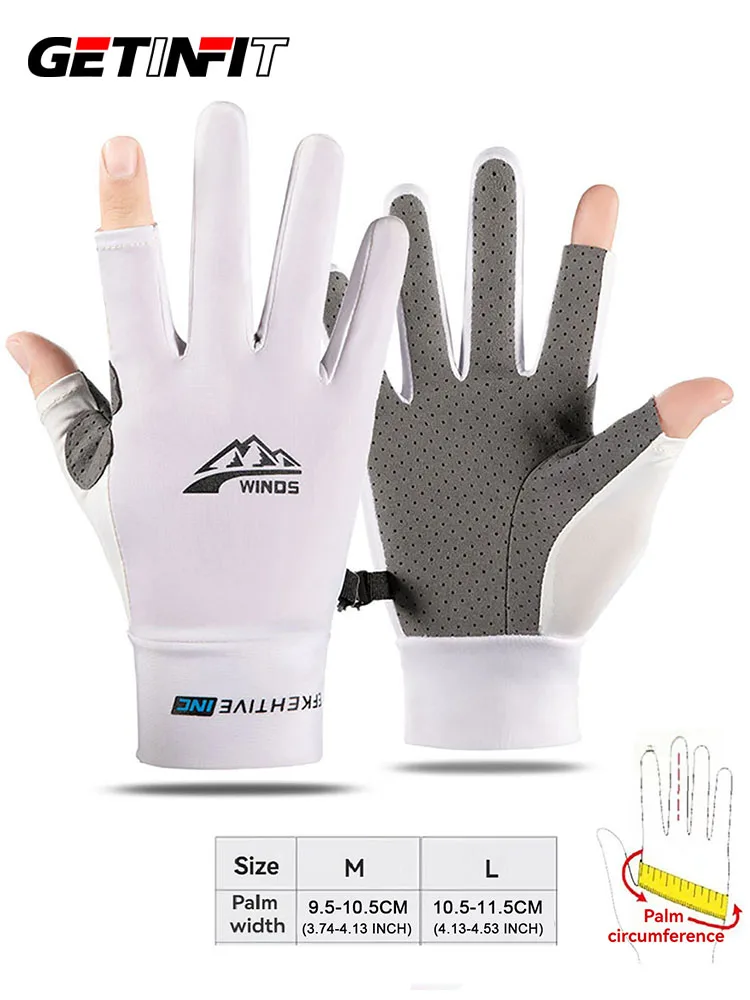 AliExpress NONE GETINFIT 1Pair Summer Ice silk Gloves Non-slip Sun Fishing Outdoor Cycling Driving Breathable Quick Drying Thin Two-finger Glove