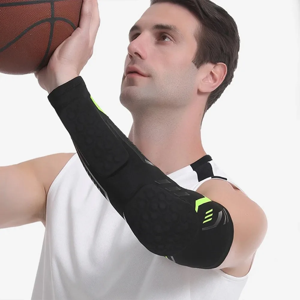 Anti Slip Separate Elbow Pads Long Dual Anti-Collision Elbow Brace Guard Compression Support Honeycomb Forearm Cover Riding