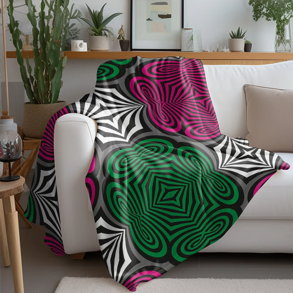 Psychedelic Optical Illusion Pattern Abstract Space Warp Geometric Blanket Throw Bedspread Decor