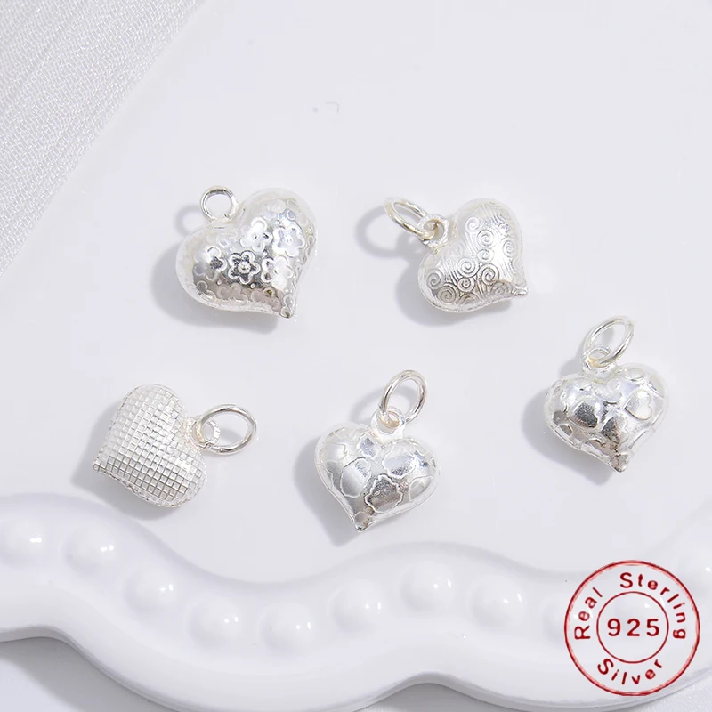 

S925 Sterling Silver Heart Pendant charms for Jewelry Making Pendant Accessories Wholesale Supplies SD32
