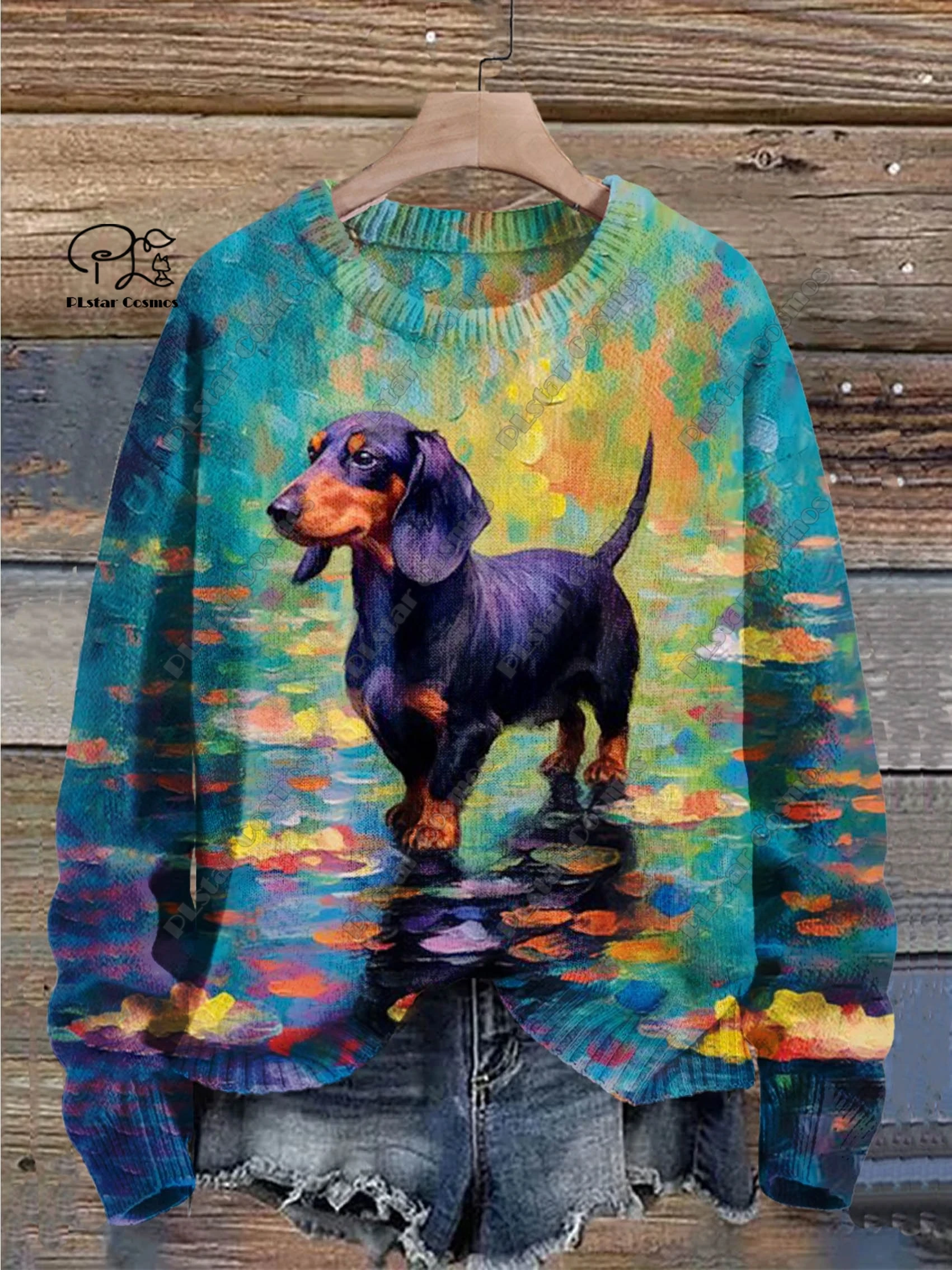 PLstar Cosmos new 3D printed animal series cute funny dog pattern ugly sweater winter street casual unisex G-3