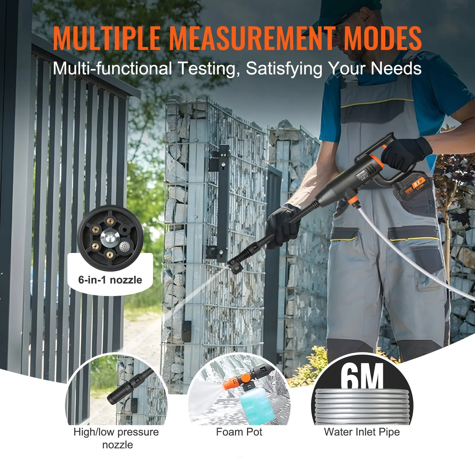 

Беспроводная мойка высокого давления, 580 фунтов на кв. дюйм, 1,1 галлона в минуту, портативный очиститель, ручной пистолет для мойки автомобилей с аккумулятором 4,0 Ач, C