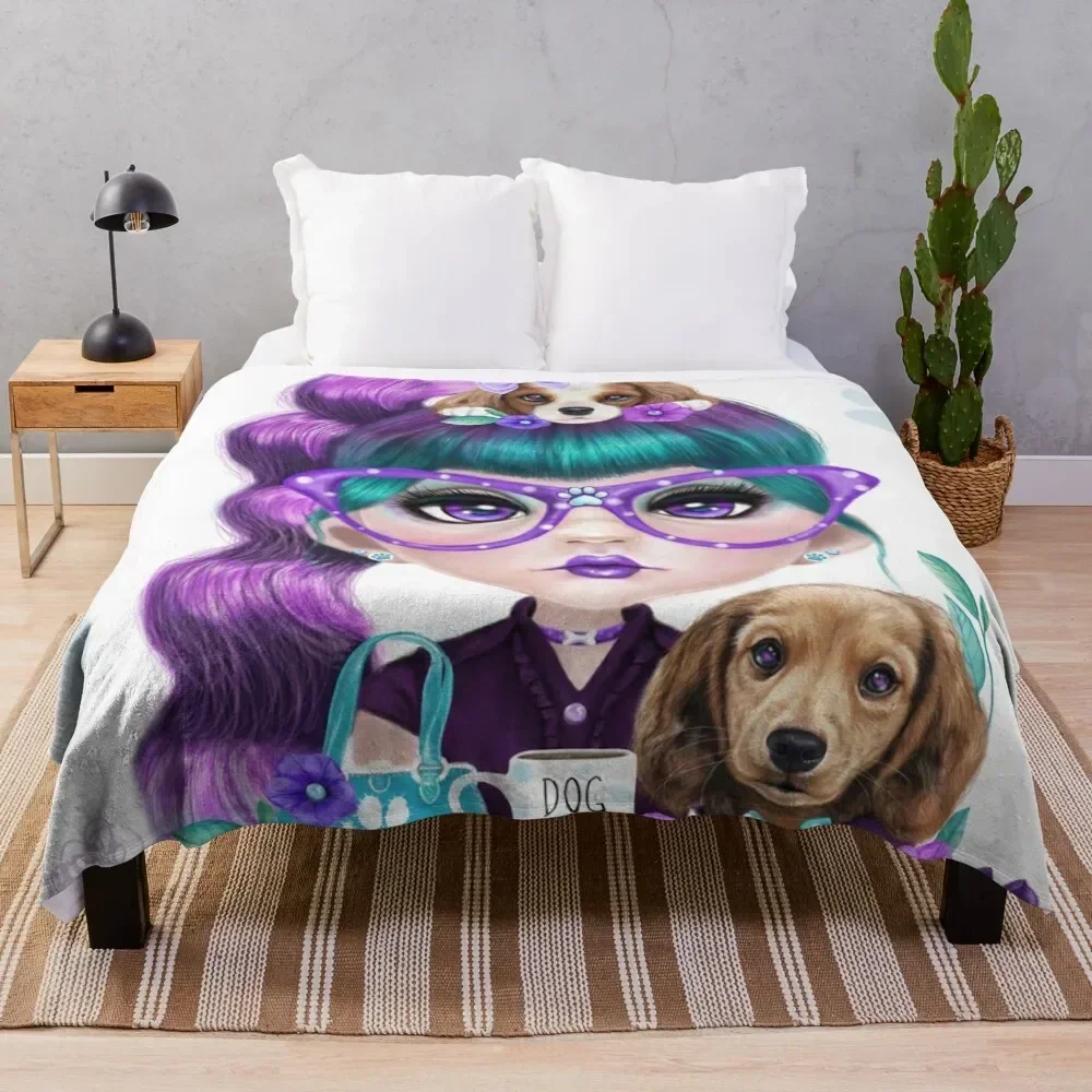 

Puppy Crazed Petunia by Sheena Pike Throw Blanket Designers Sleeping Bag Blankets