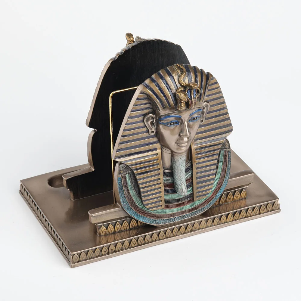 Egyptian Pharaoh Tutankhamun Letter Napkin Holder Resin Statue King Tut Figurine Ancient Egypt Paper Note Organizer Home Decor