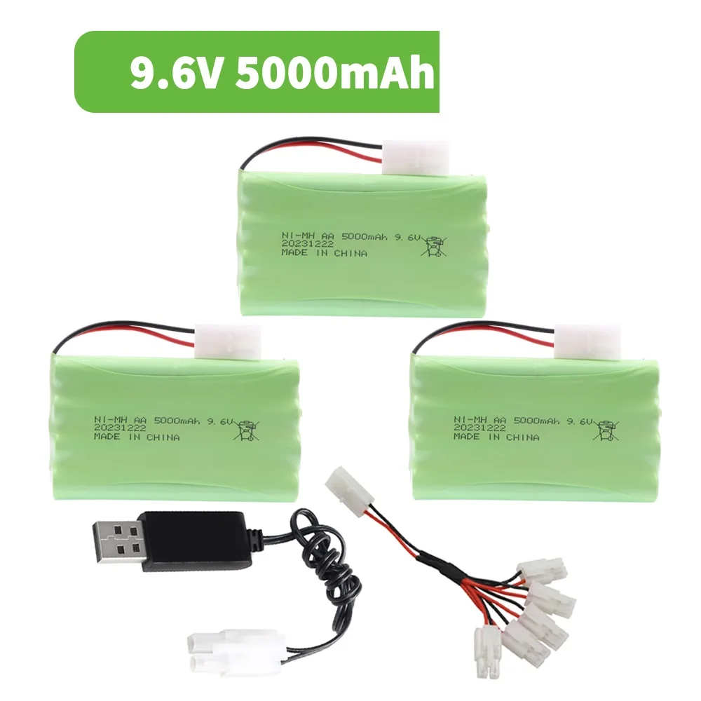 9.6V 5000mah NI-MH AA Rechargeable Battery Pack for RC toys Car Tanks Trains Robot Boat Gun tools 9.6V high capacity AA battery