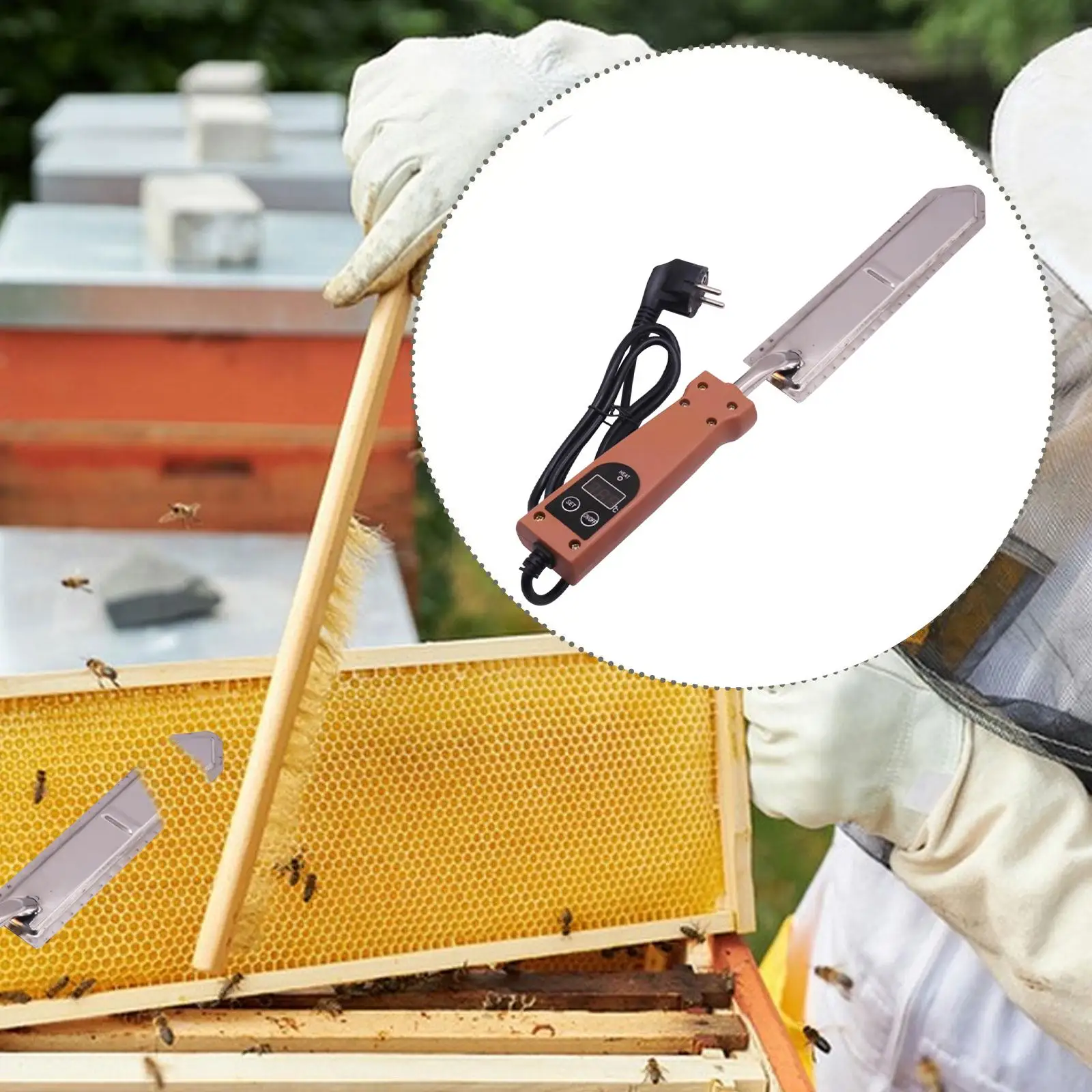 Heated Honey Uncapping Cutter Stainless Steel Electric Knife Energy Saving Quick Clean Cutting for Beekeeping Honey Extraction